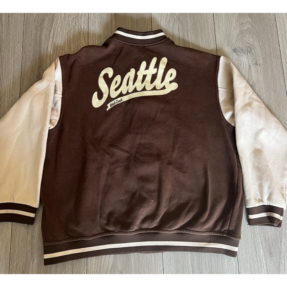 H&M Unisex College Varsity Jacket Classic Letterman Snap Button LettermanSeattle - Picture 10 of 11